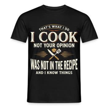 Je cuisine et je sais des choses - T-shirt homme - noir - Devant - AI Model Male 178 light (178cm)