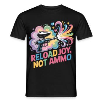 Paintball Fun T-Shirt Reload Joy Not Ammo - Männer T-Shirt - Schwarz - Vorne - AI Model Male 178 light (178cm)