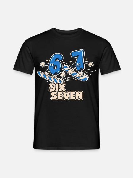 Six Seven 67 Snowboard Wintersport - Männer T-Shirt - Schwarz
