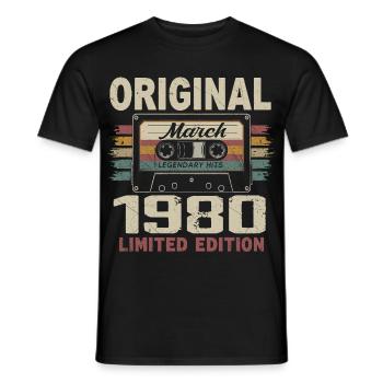 März 1980 Vintage März 1980 - Männer T-Shirt - Schwarz - Vorne - AI Model Male 178 light (178cm)