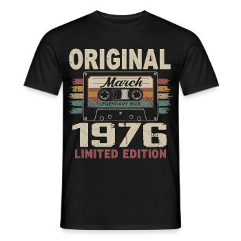 Mars 1976 Vintage mars 1976 - T-shirt homme - noir - Devant - AI Model Male 178 light (178cm)