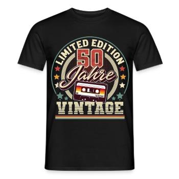 50th Birthday Vintage Cassette - Men's T-Shirt - black - Front - AI Model Male 178 light (178cm)