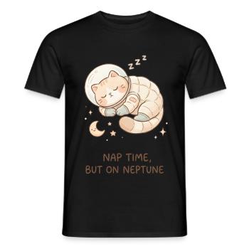 Nickerchen Neptun | Süße Space Katze - Männer T-Shirt - Schwarz - Vorne - AI Model Male 178 light (178cm)