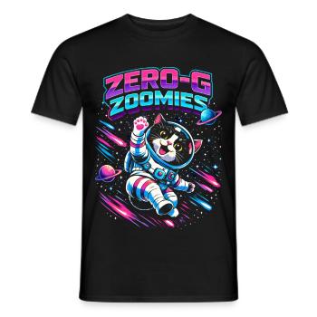 Null-G Zoomies | Humour spatial Astro Cat - T-shirt homme - noir - Devant - AI Model Male 178 light (178cm)