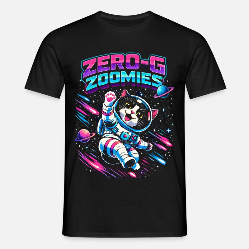 Null-G Zoomies | Astro Cat Rumhumor - T-shirt til herrer - sort