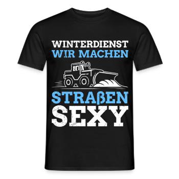 WINTERDIENST WIR MACHEN STRAßEN SEXY Lustig - Männer T-Shirt - Schwarz - Vorne - AI Model Male 178 light (178cm)