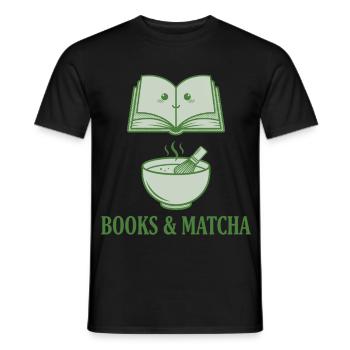 Books And Matcha Matcha Lover Green Tea Funny - Männer T-Shirt - Schwarz - Vorne - AI Model Male 178 light (178cm)