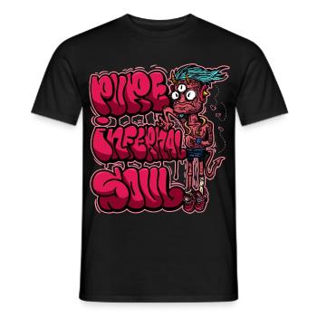 Neonpinkes Graffiti-Monster - Männer T-Shirt - Schwarz - Vorne - AI Model Male 178 light (178cm)