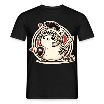 Gladiator Krieger Hamster mit Schild und Schwert - Männer T-Shirt - Schwarz - Vorne - AI Model Male 178 light (178cm)