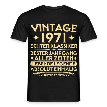Geburtstag 1971 Jahrgang Echter Klassiker - Männer T-Shirt - Schwarz - Vorne - AI Model Male 178 light (178cm)