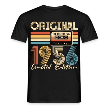 70th birthday, 70 years, original 1956 - Men's T-Shirt - black - Front - AI Model Male 178 light (178cm)