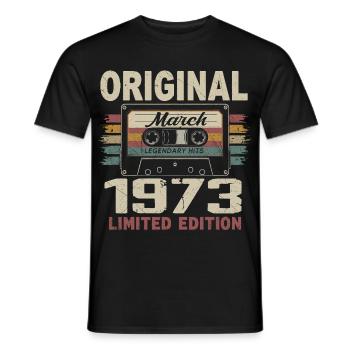 März 1973 Vintage März 1973 - Männer T-Shirt - Schwarz - Vorne - AI Model Male 178 light (178cm)
