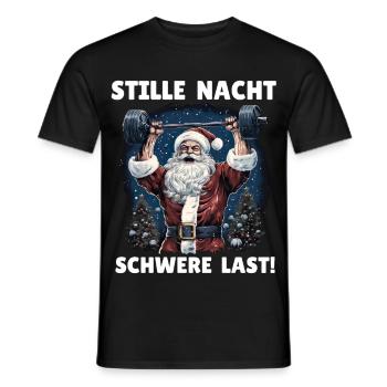 Weihnachtsmann STILLE NACHT SCHWERE LAST Lustig - Männer T-Shirt - Schwarz - Vorne - AI Model Male 178 light (178cm)