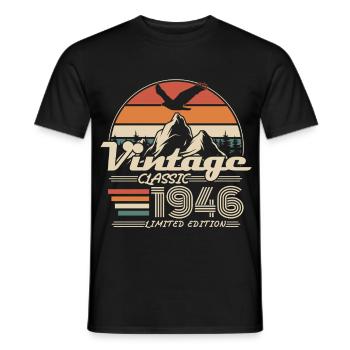 Vintage 1946 Jahrgang Geburtstag Geschenk - T-shirt homme - noir - Devant - AI Model Male 178 light (178cm)
