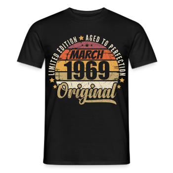 57. Anniversary 57 Years Limited Edition March 1969 - Men's T-Shirt - black - Front - AI Model Male 178 light (178cm)