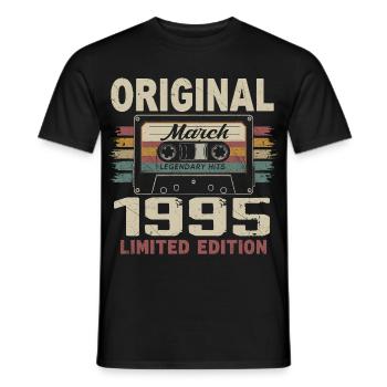 March 1995 Vintage March 1995 - Men's T-Shirt - black - Front - AI Model Male 178 light (178cm)