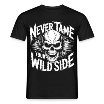 Never Tame Your Wild Side Skull Rock Gothic Design - Men's T-Shirt - black - Front - AI Model Male 178 light (178cm)