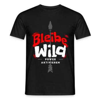Power Aktivieren Wild Bleiben Stylisches Motiv - Männer T-Shirt - Schwarz - Vorne - AI Model Male 178 light (178cm)