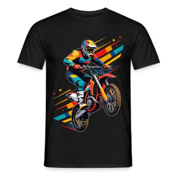 Motocross biker motorcycle cross trial enduro freestyle - Men's T-Shirt - black - Front - AI Model Male 178 light (178cm)
