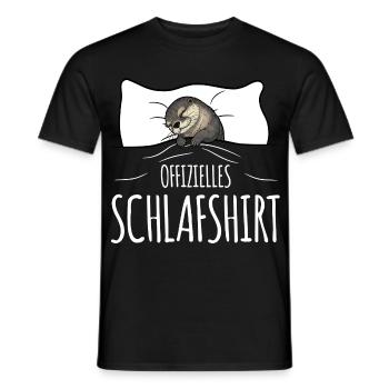 Otter Sleeping Shirt blanc - T-shirt homme - noir - Devant - AI Model Male 178 light (178cm)