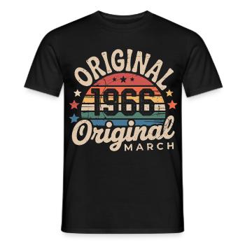 Né en Mars 1966 édition 1966 Vintage March 1966 - T-shirt homme - noir - Devant - AI Model Male 178 light (178cm)