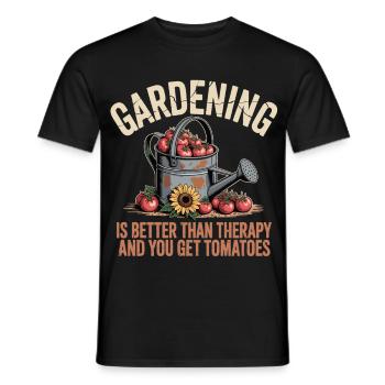 Chemise de jardinier amateur arrosant tomates et tournesol - T-shirt homme - noir - Devant - AI Model Male 178 light (178cm)