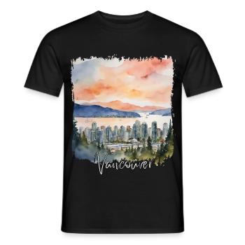 Vancouver Aquarell, Vancouver, Kanada - Männer T-Shirt - Schwarz - Vorne - AI Model Male 178 light (178cm)
