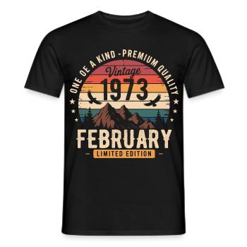 February 1973 Vintage Anniversary February 1973 - Men's T-Shirt - black - Front - AI Model Male 178 light (178cm)