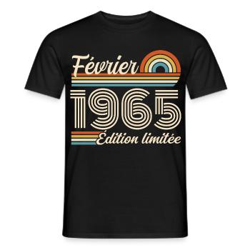 Born in February 1965 | 61st Anniversary - Men's T-Shirt - black - Front - AI Model Male 178 light (178cm)