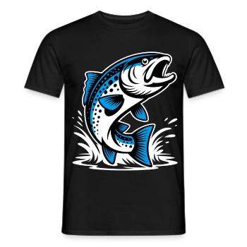 Jumping trout - Men's T-Shirt - black - Front - AI Model Male 178 light (178cm)