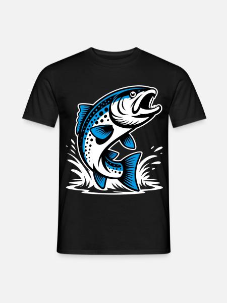Springende Forelle - Männer T-Shirt - Schwarz