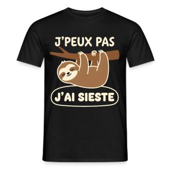Sieste du paresseux - T-shirt homme - noir - Devant - AI Model Male 178 light (178cm)