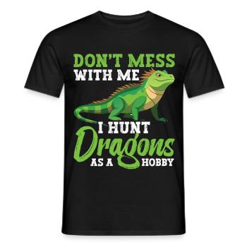  Reptile Hunter Equipment Iguana Slayer Lizard - Men's T-Shirt - black - Front - AI Model Male 178 light (178cm)