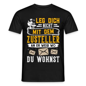 Facteur : NE T’EN PRENDS PAS AU LIVREUR, IL PROUVE - T-shirt homme - noir - Devant - AI Model Male 178 light (178cm)