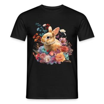 Fleurs de lapins florales - T-shirt homme - noir - Devant - AI Model Male 178 light (178cm)