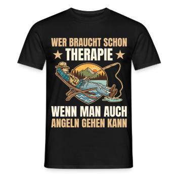 Pêche - Qui a besoin d’une thérapie - T-shirt homme - noir - Devant - AI Model Male 178 light (178cm)