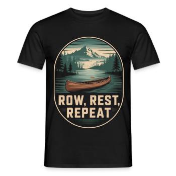 Paddeln See Berge T-Shirt – Row Rest Repeat - Männer T-Shirt - Schwarz - Vorne - AI Model Male 178 light (178cm)