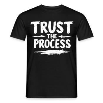 Trust the Process Lettering with Arrows Graphic - Men's T-Shirt - black - Front - AI Model Male 178 light (178cm)