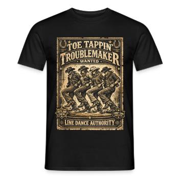 Line Dance Line Dancer Toe Tappin Troublemaker - Men's T-Shirt - black - Front - AI Model Male 178 light (178cm)
