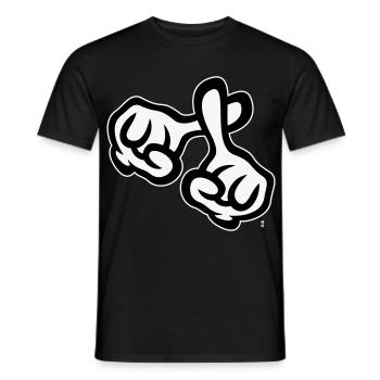 Finger cross (hands / cross / religion / NEG 1C) - Men's T-Shirt - black - Front - AI Model Male 178 light (178cm)