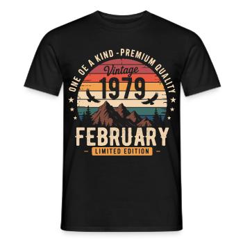 Februar 1979 Vintage Geburtstag Februar 1979 - Männer T-Shirt - Schwarz - Vorne - AI Model Male 178 light (178cm)