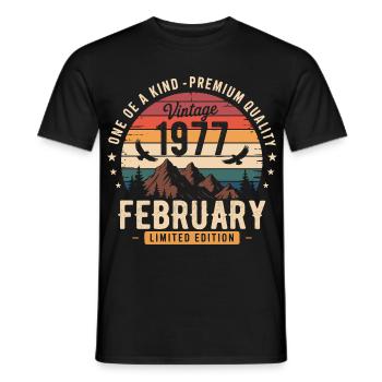 Février 1977 Anniversaire Vintage Février 1977 - T-shirt homme - noir - Devant - AI Model Male 178 light (178cm)