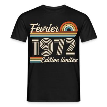 Geboren im Februar 1972 | 54. Jubiläum - Männer T-Shirt - Schwarz - Vorne - AI Model Male 178 light (178cm)