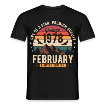 Februar 1978 Vintage Geburtstag Februar 1978 - Männer T-Shirt - Schwarz - Vorne - AI Model Male 178 light (178cm)