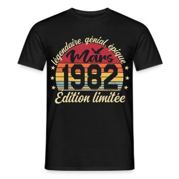 März 1982 44 Jahre Geburtstagsgeschenk März 1982 - Männer T-Shirt - Schwarz - Vorne - AI Model Male 178 light (178cm)