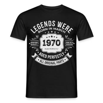 March 1970 Birthday 1970 Legends Mars - Men's T-Shirt - black - Front - AI Model Male 178 light (178cm)