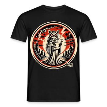 Clever Owl with Letter - Men's T-Shirt - black - Front - AI Model Male 178 light (178cm)