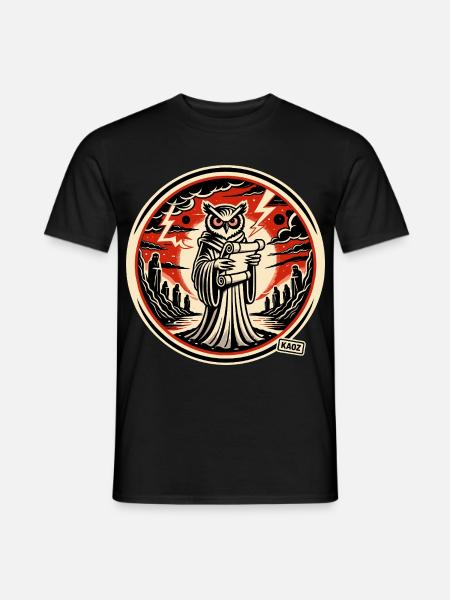 Schlaue Eule mit Brief - Männer T-Shirt - Schwarz