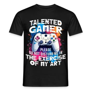 Gamer gaming enthusiast video games console funny - Men's T-Shirt - black - Front - AI Model Male 178 light (178cm)