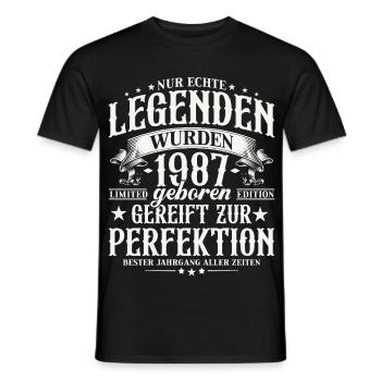 Cadeau d’anniversaire Born Legends du Vintage 1987 - T-shirt homme - noir - Devant - AI Model Male 178 light (178cm)